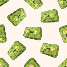 Audiotape cartoon seamless pattern background N8