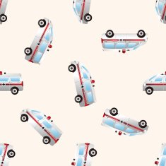 transportation theme Ambulance cartoon seamless pattern background