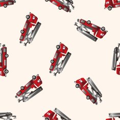 transportation theme firetruck cartoon seamless pattern background N2