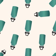 camping water bottle cartoon seamless pattern background
