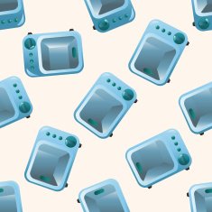 Home appliances theme microwave cartoon seamless pattern background