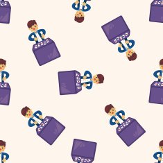 magician cartoon seamless pattern background N8