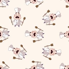 chef cartoon seamless pattern background N15