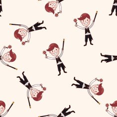 magician cartoon seamless pattern background N14