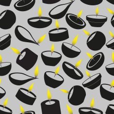 diwali black candles with flame icons seamless pattern eps10
