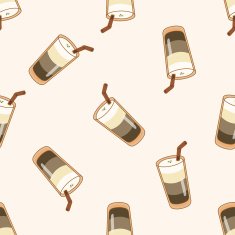 ice floating coffee cartoon seamless pattern background N2