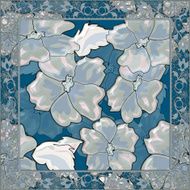 Floral tile background with flowers glass effect illustration