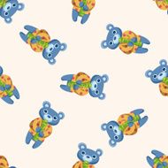 animal bear playing instrument cartoon seamless pattern background