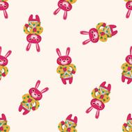 animal rabbit playing instrument cartoon seamless pattern background