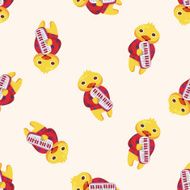 animal chicken playing instrument cartoon seamless pattern background