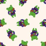 animal frog playing instrument cartoon seamless pattern background