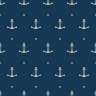 Dark blue seamless pattern with vector anchors