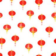 Red oriental lantern watercolor seamless vector pattern