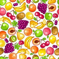 Seamless pattern with stylized fresh ripe fruits