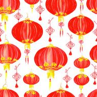Oriental chinese lantern seamless vector pattern