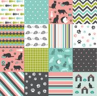 Set of cat seamless vector pattern