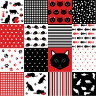 Set of cat seamless vector pattern N2