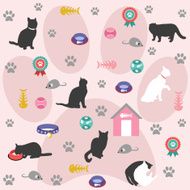 Seamless pattern cat icons