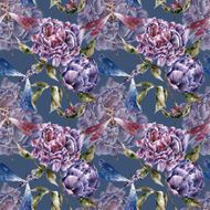 Seamless pattern with flowers Watercolor illustration N11