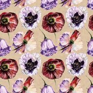 Seamless pattern with flowers Watercolor illustration N12