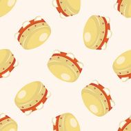 instrument tambourine cartoon seamless pattern background
