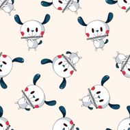 animal dog playing instrument cartoon seamless pattern background N3