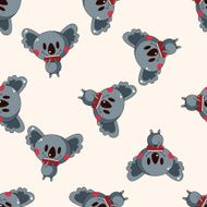 animal koala playing instrument cartoon seamless pattern background