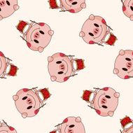 animal pig playing instrument cartoon seamless pattern background N2
