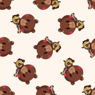 animal bear playing instrument cartoon seamless pattern background N2