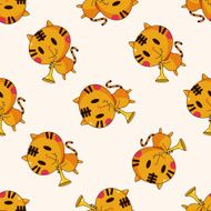 animal cat playing instrument cartoon seamless pattern background N3