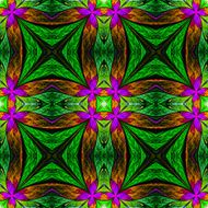 Symmetrical flower pattern in stained-glass window style on black