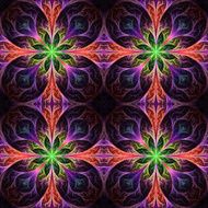 Pattern from fractal flowes in green purple and dark-blue
