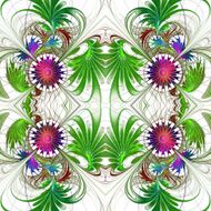 Flower pattern in fractal design Purple and green palette N2