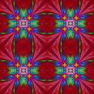 Symmetrical multicolored flower pattern in stained-glass window N13