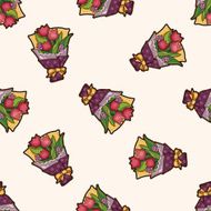 flower bouquet cartoon seamless pattern background N2