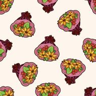 flower bouquet cartoon seamless pattern background N4