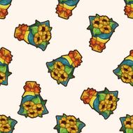 flower bouquet cartoon seamless pattern background N9