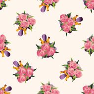 flower bouquet cartoon seamless pattern background N12