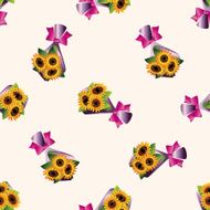 flower bouquet cartoon seamless pattern background N14