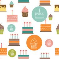 Birthday Cake Flat Seamless Pattern Background Vector Illustrati N3