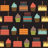 Birthday Cake Flat Seamless Pattern Background Vector Illustrati N4