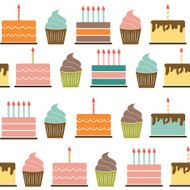 Birthday Cake Flat Seamless Pattern Background Vector Illustrati N6