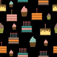 Birthday Cake Flat Seamless Pattern Background Vector Illustrati N7