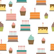 Birthday Cake Flat Seamless Pattern Background Vector Illustrati N8
