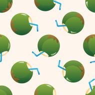 coconut drink cartoon seamless pattern background
