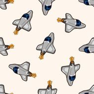 spaceship cartoon seamless pattern background N10