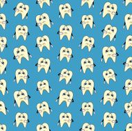 Seamless colorful background made of cartoons sad teeth