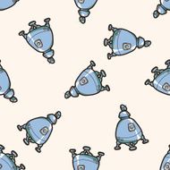 spaceship cartoon seamless pattern background N11