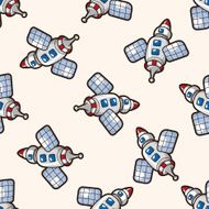 spaceship cartoon seamless pattern background N13