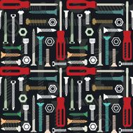 Vector seamless pattern with screws and screwdrivers 3